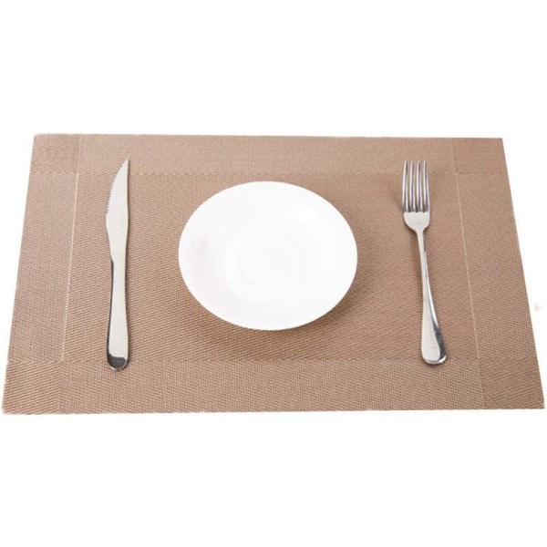 Tvättbara bordstabletter PVC bordstabletter, rektangulärt bordstablett papper Halkfri, slitstark, värmebeständig dekoration bordstabletter (guldbrun)