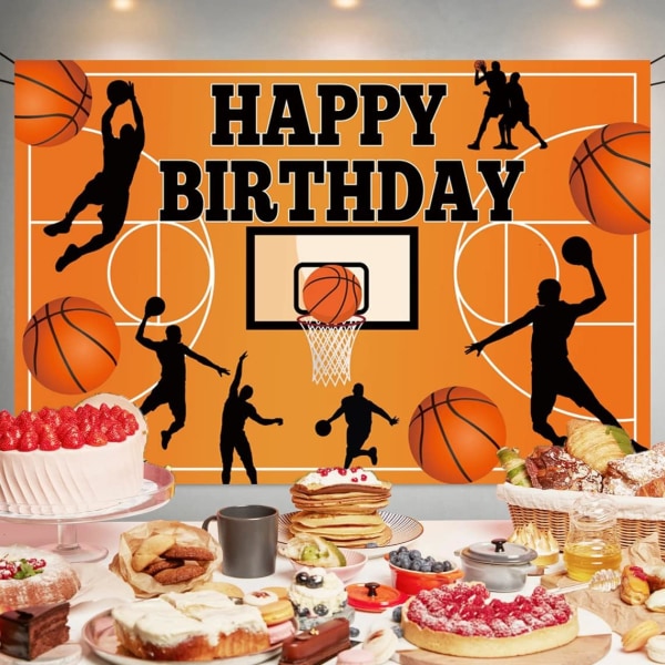 5*3 jalkaa, koripalloaiheinen syntymäpäiväjuhlien koristelu koripallo hyvää syntymäpäivää taustakuvan tausta