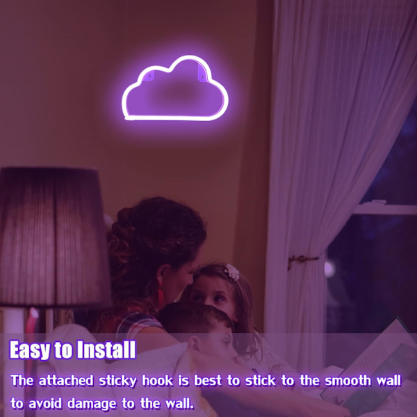 Moln Neon Skyltar, Batteri eller USB-drivna Skyltformade Dekorationsljus Sovrum Estetisk Tonårsflicka Barnrum Jul Födelsedag-Lila