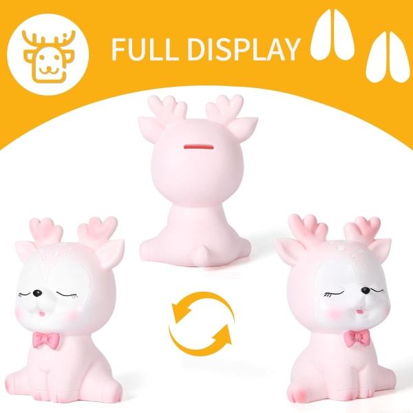 Cute Deer Money Bank, Unbreakable Piggy Bank,Money Box Coin Bank(Small Bell)