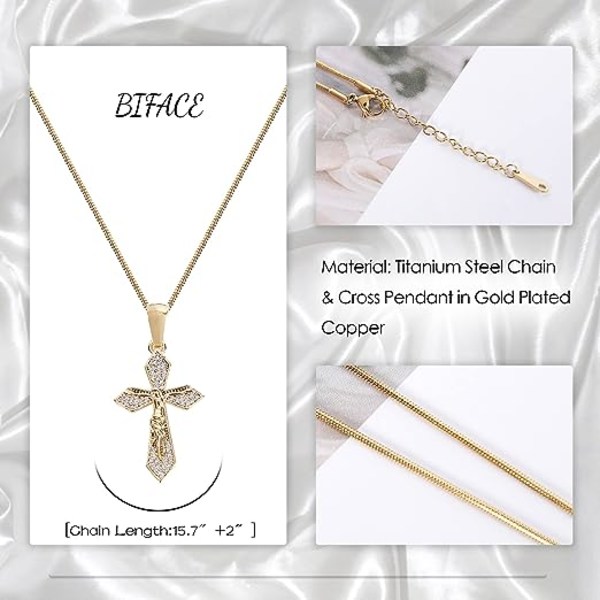 Korshalsband för kvinnor Smycken Halsband för tonårsflickor Kvinnor 16K Guldpläterat Korshänge Choker Halsband Alla hjärtans dag Smycken Flickor Guld