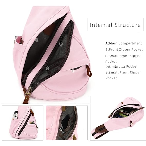 Canvas Sling Bag - Liten Crossbody Ryggsäck Axelväska Casual Dagryggsäck för Män Kvinnor