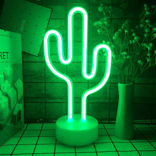 Kaktus LED Neon Lampe, Symbolet Kaktus Neon Børns Natlys Med Base Værelse Dekoration Batteri Usb Betjent Kaktus Lampe.