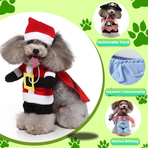 Hund Halloween-kostym - Spooktacular Cosplay-outfit för små-medelstora hundar och katter med hatt ingår - Kläder för Halloween-fest (Brevbärare Blå,S)