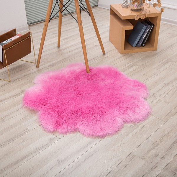Imiteret fåreskindsuldtæppe, fluffy blødt syntetisk fåreskind Luksus uldsofatæppepude Dekorer din stue og dit soveværelse (45 cm, pink)