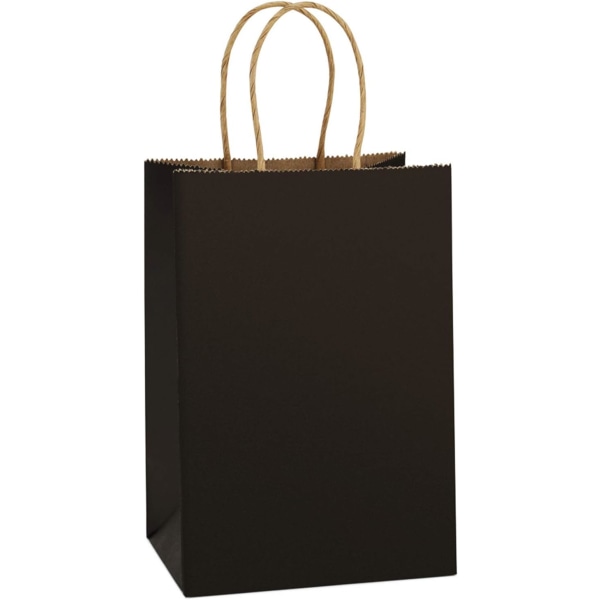 Gaveposer Kraftpapirposer 10 stk 5,25x3,75x8 tommer Små handleposer Kraftposer Festposer Sorte papirposer med håndtak Bulk