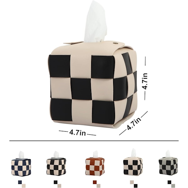 Servietholder, moderne PU-læderflet, stilful skakbrætdesign til stue, dekorativ hylde, badeværelsesbordplade, sengebord, skrivebord
