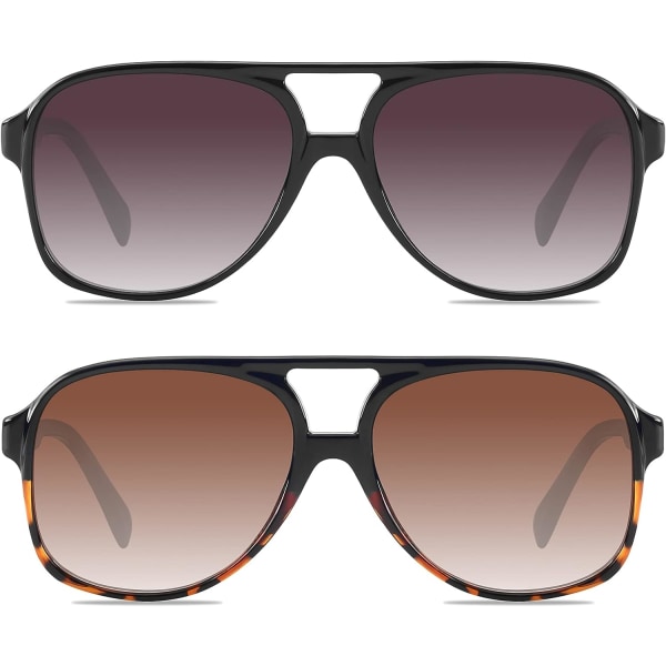 Klassiska Vintage Aviator Solglasögon för Kvinnor Män Stora Bågar Retro 70-tal Solglasögon