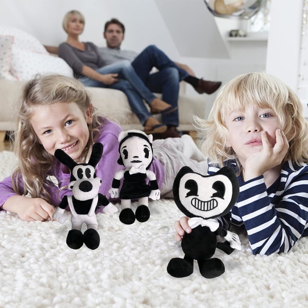 3PCS Bendy Plush-lelusetti - Söpöt kauhupelihahmot, pehmeät täytetyt eläimet lapsille ja faneille