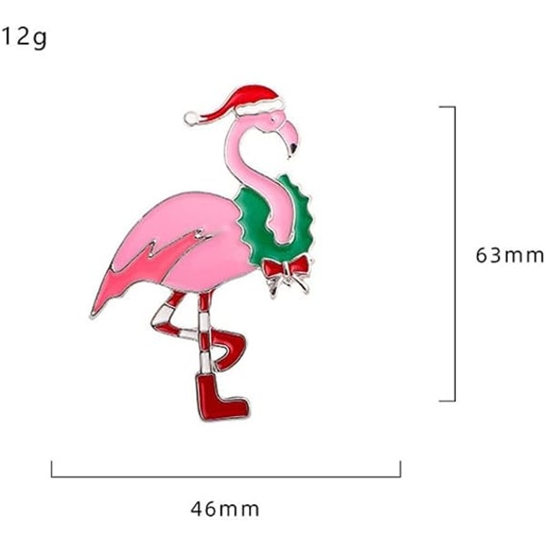 Jule Flamingo Brosche Pin til Kvinder Piger Mode Emallje Pink Julemand Dyr Broscher Reversnåle Søde Kjole Tilbehør Ferie Julefest Smykker