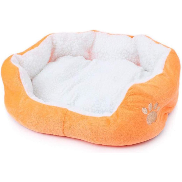 Husdjursbädd för katter och små medelstora hundar Korg med kudde Rund eller oval munkform Nesting Husdjursbädd, Orange, 60 * 50, A