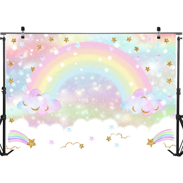 Havfrue og enhjørning baggrundstegning Havfrue fødselsdagsfest dekorationer Regnbue enhjørning tema fest dekoration Tillykke fødselsdag baggrund banner 7x5ft