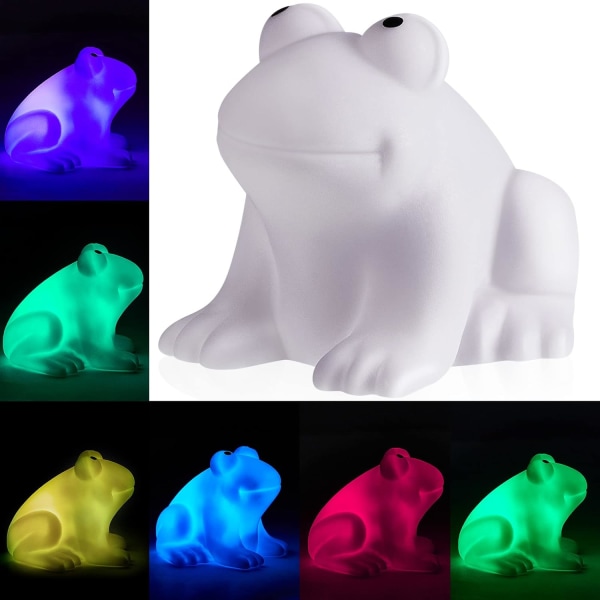 Søt LED-natt Kreativ fargeskiftende frosk-sopplampe Glødende fargerikt LED-nattlys for barn på soverommet Skrivebordsfest (frosk nattlys)