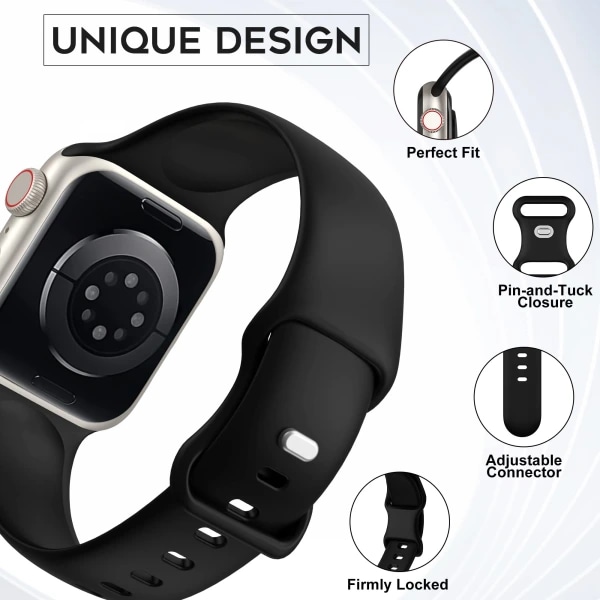 6-pakkaus urheilurannekkeita, jotka ovat yhteensopivia Apple Watch -rannekkeen kanssa 38/40/41 mm, silikoninen vaihtoranneke iWatch Ultra 2:lle, sarjoille 9 8 7 6 5 4 3 2 1 38/40/41mm
