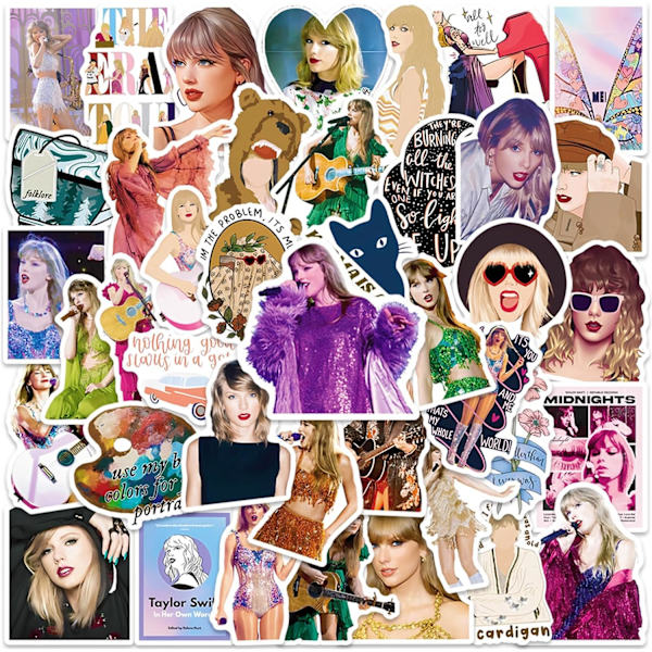 50 kpl Taylor-tarroja - Tarrapaketti - Vinyyli-bänditarrat - Rock-bänditarrat - Rock-tarra - Albumi - Vesipullo