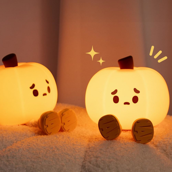 Himmennettävä Halloween-tunnelmalamppu, ladattava koristeellinen kurpitsakumppaniyövalo vauvan huoneen sisustukseen