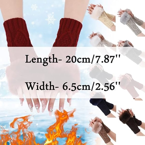 2 par votter for kvinner - Vinterhansker - Ermer for kvinner - Varme - Unisex - for å holde kvinner - Stretchy mansjetter,F