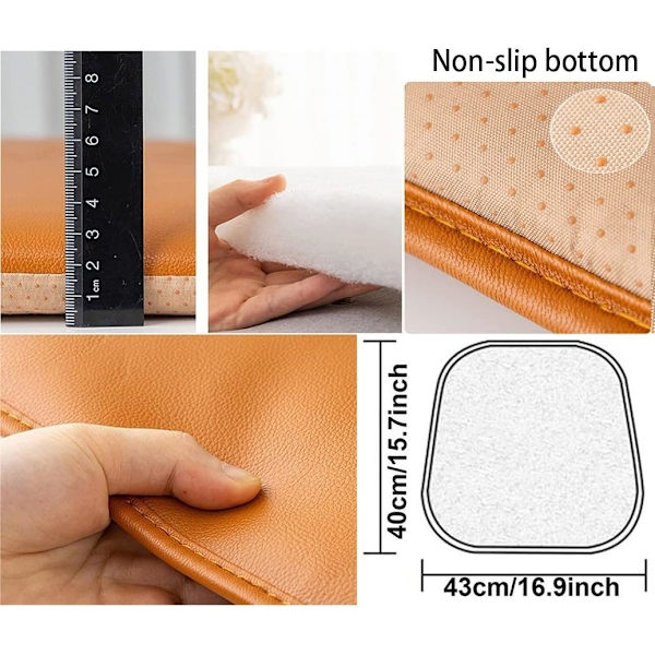 Faux læder spisebordsstol pude med bånd skridsikker hesteskoformet køkkenstol pude og spisestue sædehynde 43*40cm(Farve: Beige)