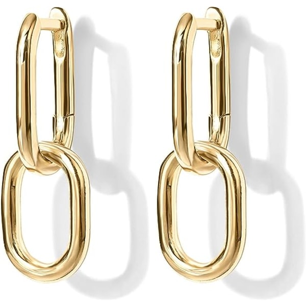 14K guld konvertibla länkörhängen för kvinnor | Gem Link Chain Örhängen | Drop Dangle Örhängen