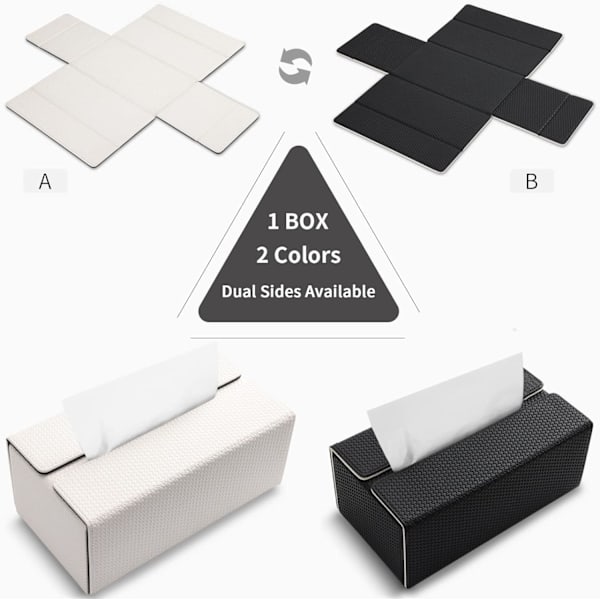 Rektangulär PU-läder servettlådehållare, vändbar för Kleenex, torktumlare arkdispenser för bil, badrum, kontor, heminredning