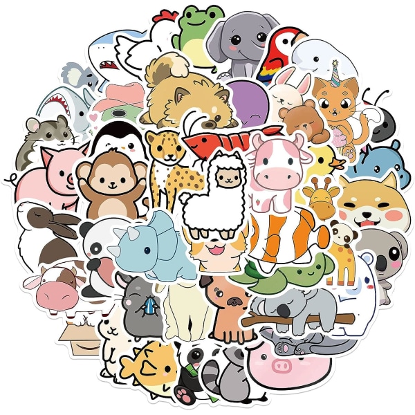 100 STK Animal Cartoon Stickers, selvklæbende graffiti, børns fødselsdagsgaver, dekorative stickers, vandtætte stickers, realistisk stil stickers