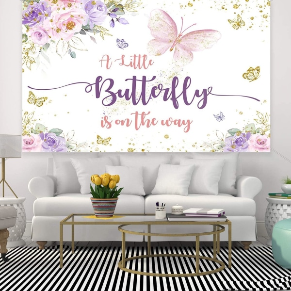 Sommerfugl Blomster Bakgrunn En Liten Sommerfugl Er På Vei Rosa Lilla Blomsterfest Banner Bakgrunn For Fotografering Bakgrunn Festdekorasjoner