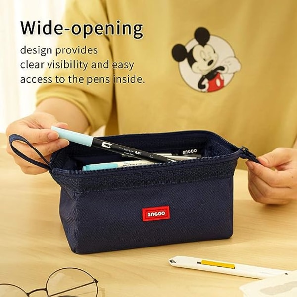 Pencil Case Large Capacity Pencil Pouch Pen Bag for School Teen Girl Boy Men Women- Navy