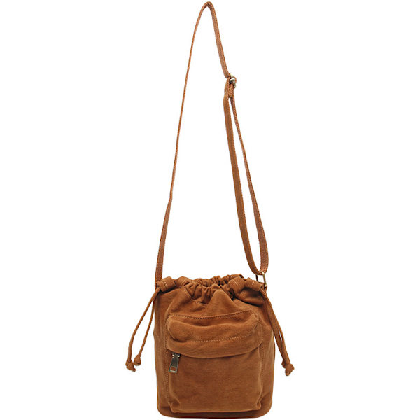 Kvinnor Liten Canvas Handväska Crossbody Väska Dam Söt Liten Dragsko Hink Boho Handväskor