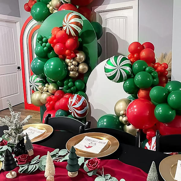 129 stk. mørkegrønne balloner i forskellige størrelser 18 12 10 5 tommer grøn latex ballonbue