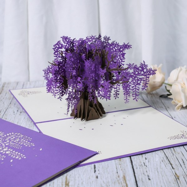 Wisteria Pop Up Card, 3D Greeting Card for Mother's Day, Thinking of You, Thank You, Anniversary, All Occasion-for Wife Husband Girlfriend Boyfriend