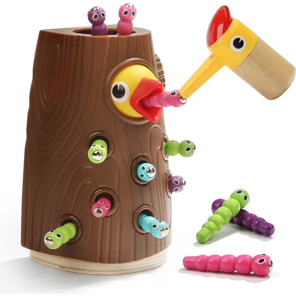 Montessori-legetøj til 2-årige - Magnetisk fuglefodringsspil til udvikling af fine motoriske færdigheder for drenge og piger