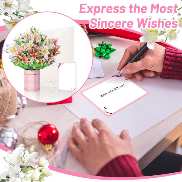 Krya på dig-kort, popup-blommor liljor födelsedagskort thinking of you presentkort till kvinnor mamma fru vänner kvinnlig årsdagskort (liljor)