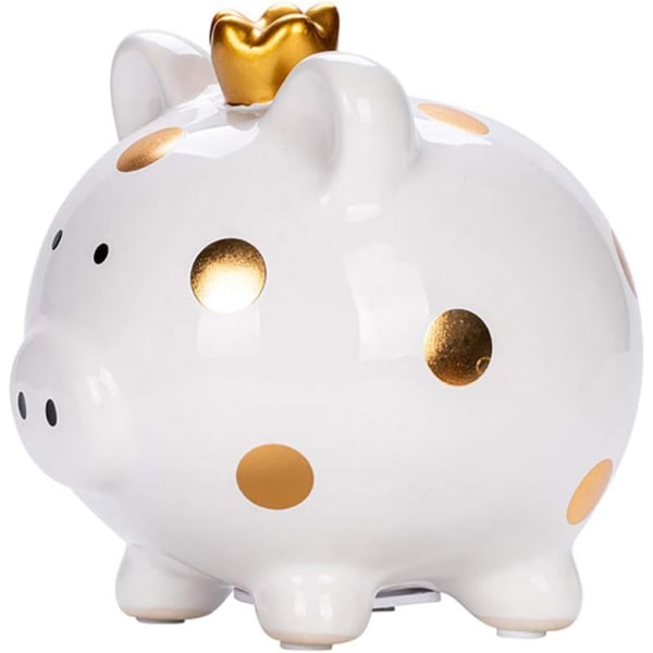 Säästöpossu tytöille, pieni keraaminen toddler rahasäästöpankki pojille, posliinisisustuskolikkorasia, pieni koristeellinen sian rahasäiliö (valkoinen)