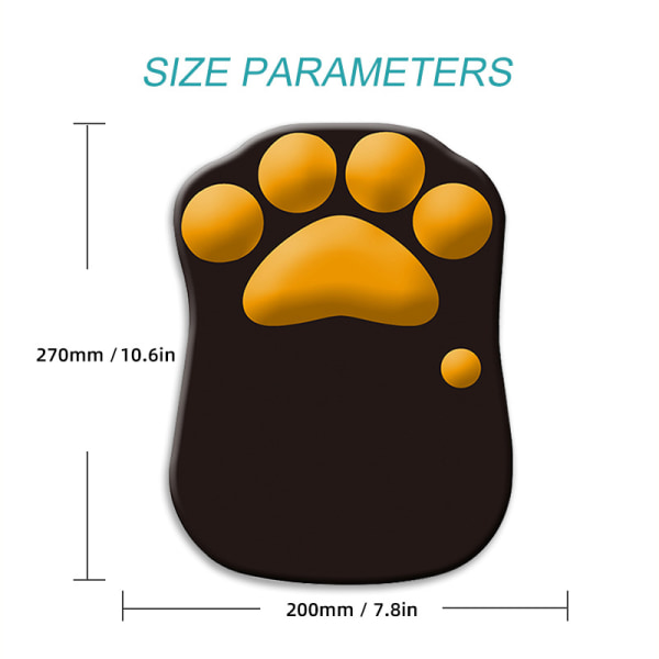 Musmatta med kattass med handledsstöd Mjukt silikon handledsstöd halkfri ergonomisk musmatta för kontor datorspel skrivbordsdekor 10,7x7,8x0,9''