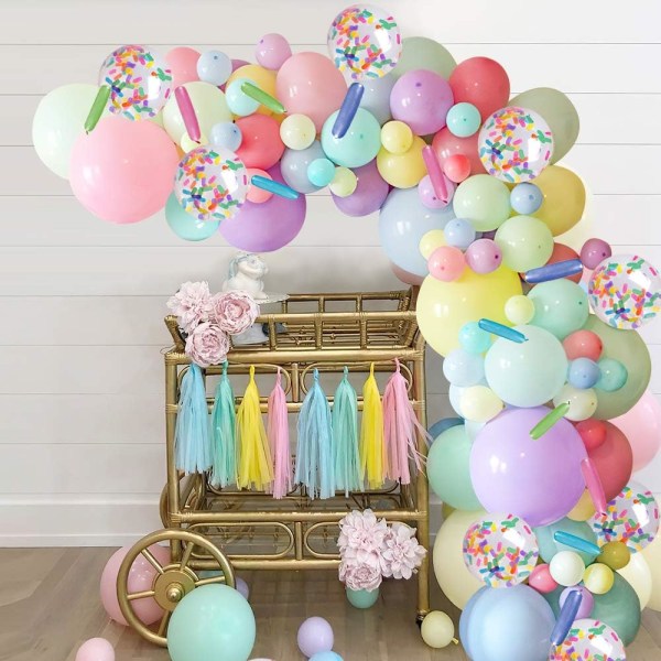 Pastelli Balloon Garland Arch Kit, 110 kpl Macaron Color Rainbow Juhlapallot Baby Shower syntymäpäiväjuhlakoristeisiin
