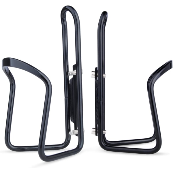 Vattenflaskhållare för cykel, 2-pack hållarfäste för mountainbike MTB landsvägscykel, cykeltillbehör, tillverkad av lätt aluminiumlegering (svart)
