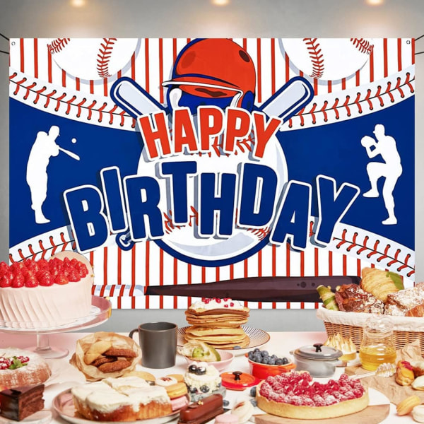 7*5 jalkaa, baseball-aiheinen syntymäpäiväjuhlan koristelu Baseball Happy Birthday -tausta valokuvaustausta baseball-juhlan koristeisiin juhlatarvikkeisiin