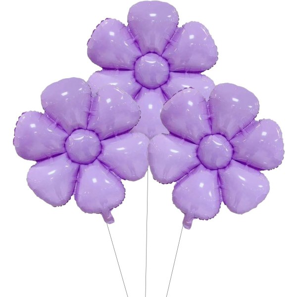 3 stk bursdagsfestdekorasjoner Blomsterfestballonger, tilbehør til barn Gratulerer med dagen (lilla),26,7×31,8in
