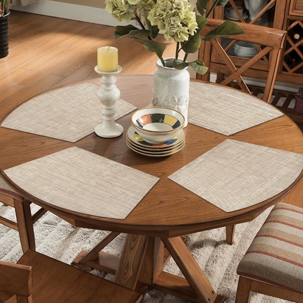 Set med 4 PVC-underlägg Tvättbara vinylunderlägg för runda bord, beige