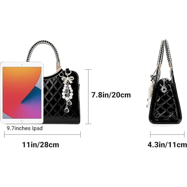 Skinnende Laklæder Dame Punge Satchel Håndtasker Damer Mode Top Håndtag Håndtasker Crossbody Skuldertasker