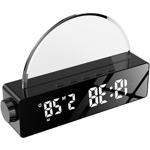 Digitalt ur LED-ur med lysdisplay Temperatur Dato Digitalt vækkeur til soveværelse Solopgang Simulation Stor skærm,B
