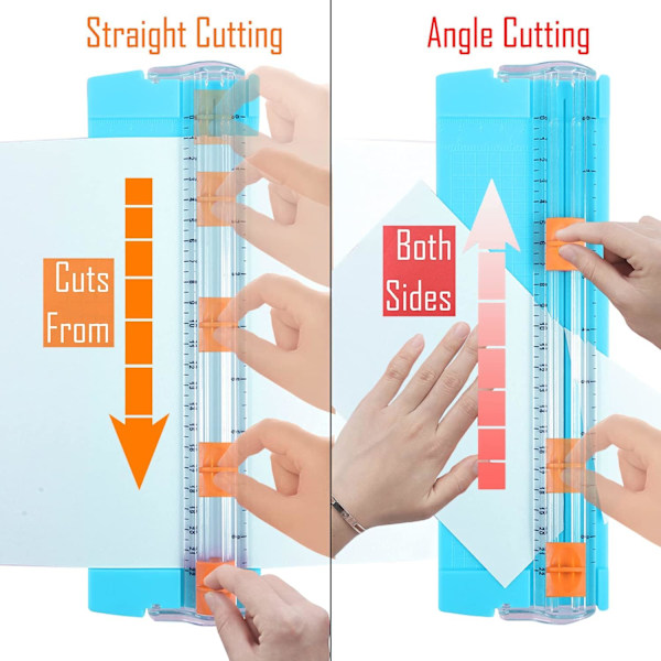 Mini Scrapbooking Trimmer A4, Præcis Foldbar Guillotine Trimmer med Sikkerhedskopiering Stålblad, Blå