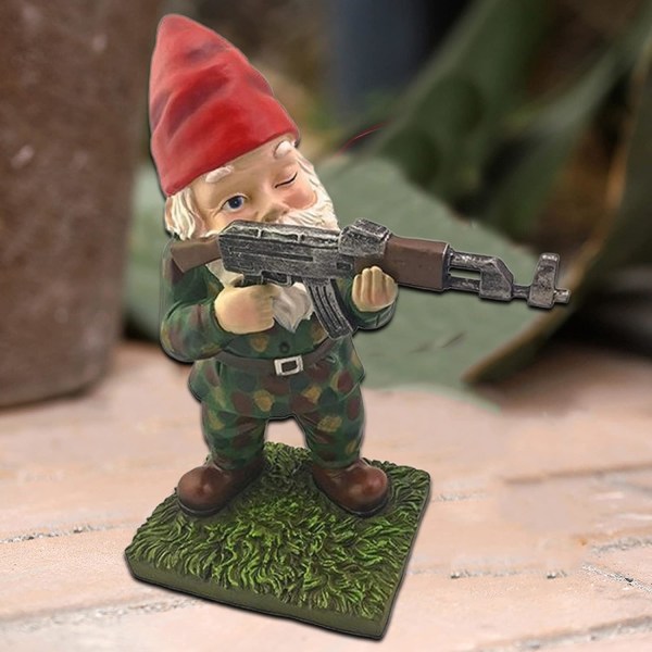 Sotilaalliset tontut, hauska armeija aseilla AK47, puutarhasisustuspatsas, figuriinit nurmikon koristeluhartsi