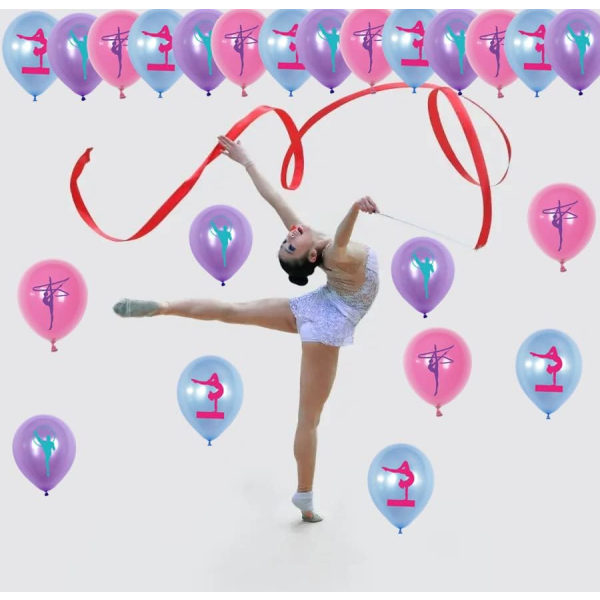 Gymnastik balloner, Gymnastik pige latex balloner til dans spil Sports tema fest Baby shower fødselsdagsfest Pink blågrøn lilla