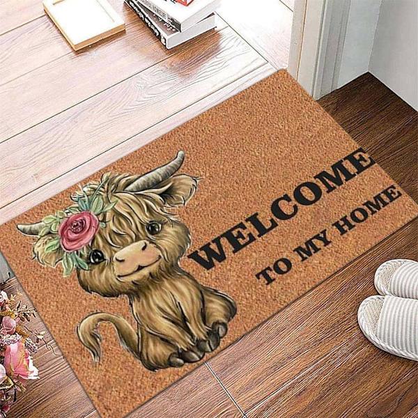 Highland Cow-mattor för badrum - halkfria komattor för kök, 11,81 x 7,87 x 0,78 tum rustik lantgård matta, sovrumsmatta från Jomewory
