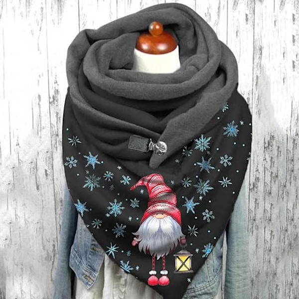 Julhalsduk för kvinnor, mode, vinter, tryck, knapp, mjuk, casual, varm, halsduk, dam, stor kashmir, wraps, sjalar