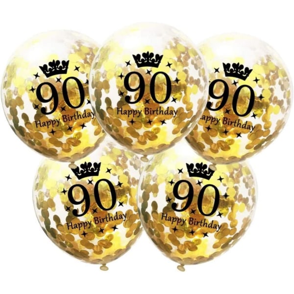 Antal balloner 90 guld - 90-års fødselsdagsdekorationer Balloner 12 tommer, balloner Nummer 90 balloner Guldballoner Fødselsdagsfestdekorationer