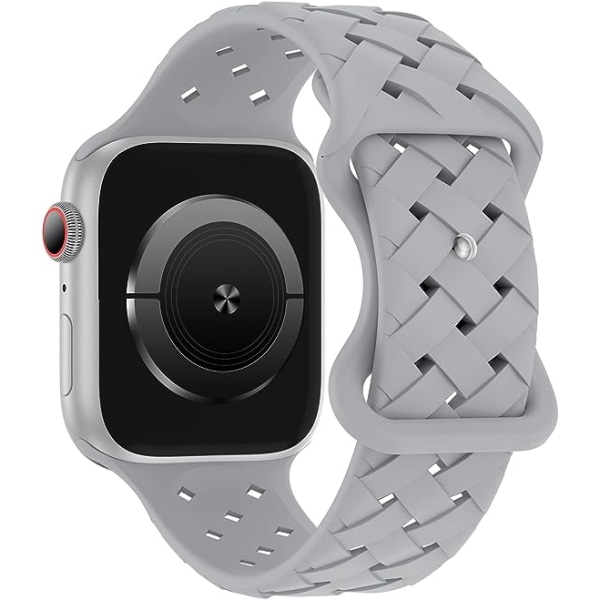 Silikonflätade vävband Kompatibel med Apple Watch 38mm 40mm 41mm , Ersättningssilikon Sport Andningsrem för kvinnor Män-Grå