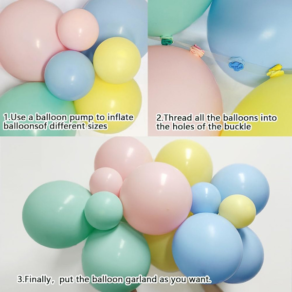 Pastellfarget ballongbue Dobbeltstufte ballonger Matt gul og grønn ballongbue sett for Unicorn Princess Cocomelon temafestdekorasjon
