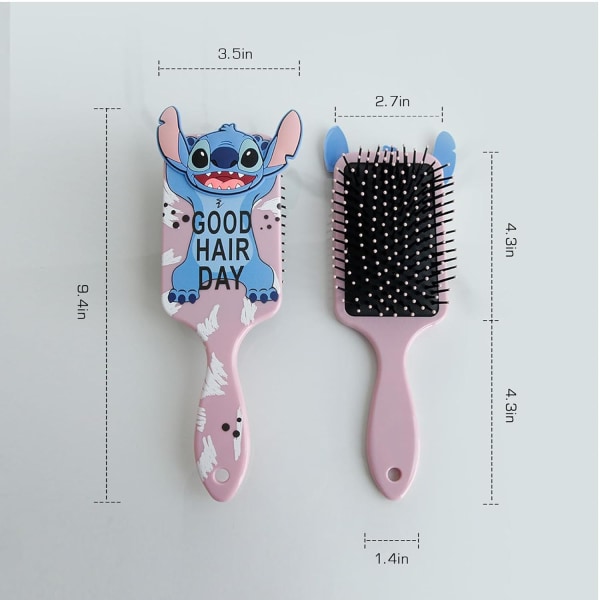 Stitch-hiusharja, lasten sarjakuva paljetteja Airbag-hiuskampa, päänahan hierontakampamuotoilutyökalu märille ja kuiville, antistaattinen (vaaleanpunainen), 1kpl